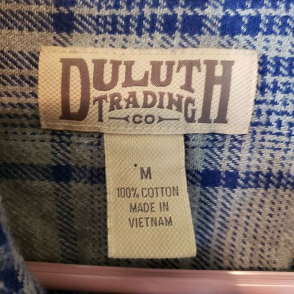 Duluth Trading Shirt Blue Plaid Burlyweight Flannel, Size Medium - Picture 2 of 9